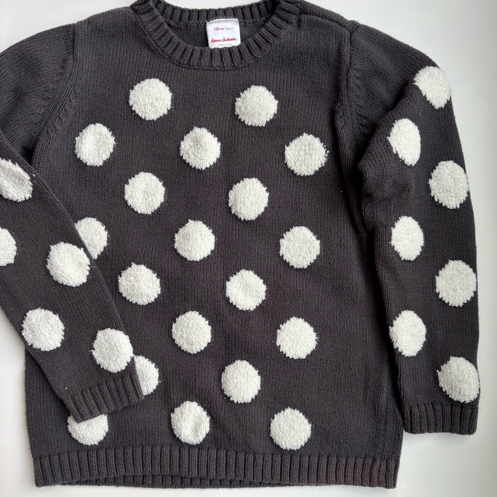 Hanna Andersson Gray and White Crew Neck Sweater